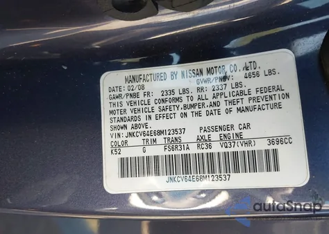 2008 Infiniti G37 Sport z USA, uszkodzony, nr VIN JNKCV64E68M123537